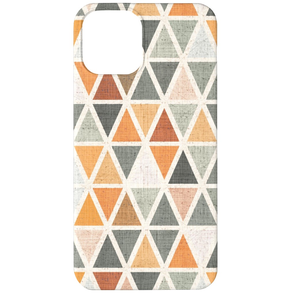 Triangles - Grey and Orange Phone Case, Slim Case, Matte, iPhone 12, Multicolor