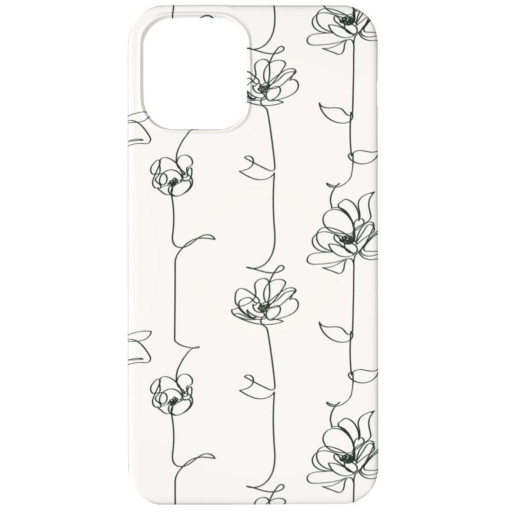 One Line Floral - Light Phone Case, Slim Case, Matte, iPhone 12, White