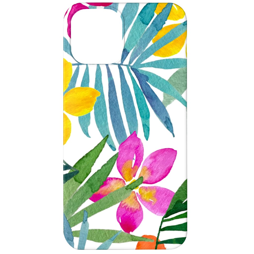 Watercolor Tropical Vibes Phone Case, Slim Case, Matte, iPhone 12, Multicolor, Classic Green