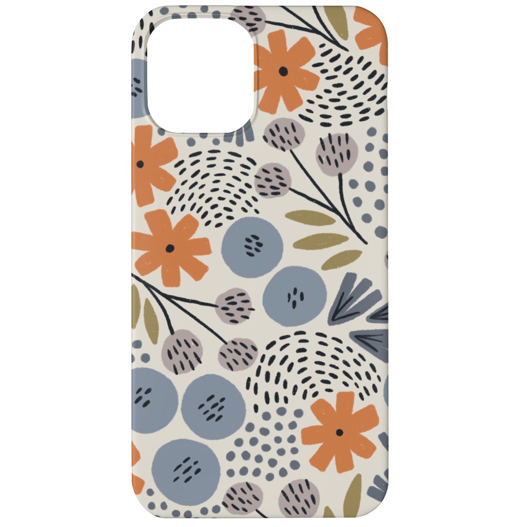 Phyllis Floral - Orange and Blue Phone Case, Slim Case, Matte, iPhone 12, Multicolor