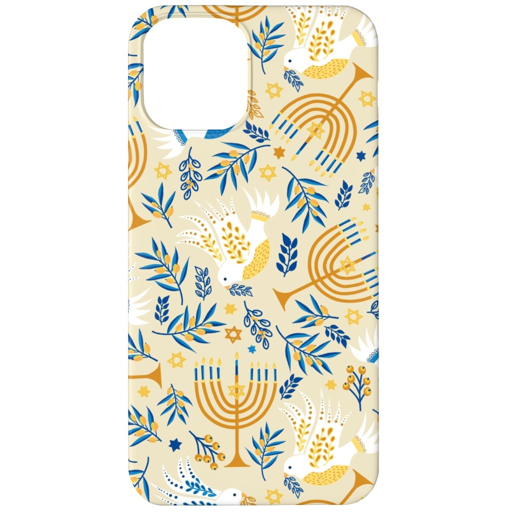 Hanukkah Birds Menorahs - Yellow Phone Case, Slim Case, Matte, iPhone 12, Yellow, Classic Yellow