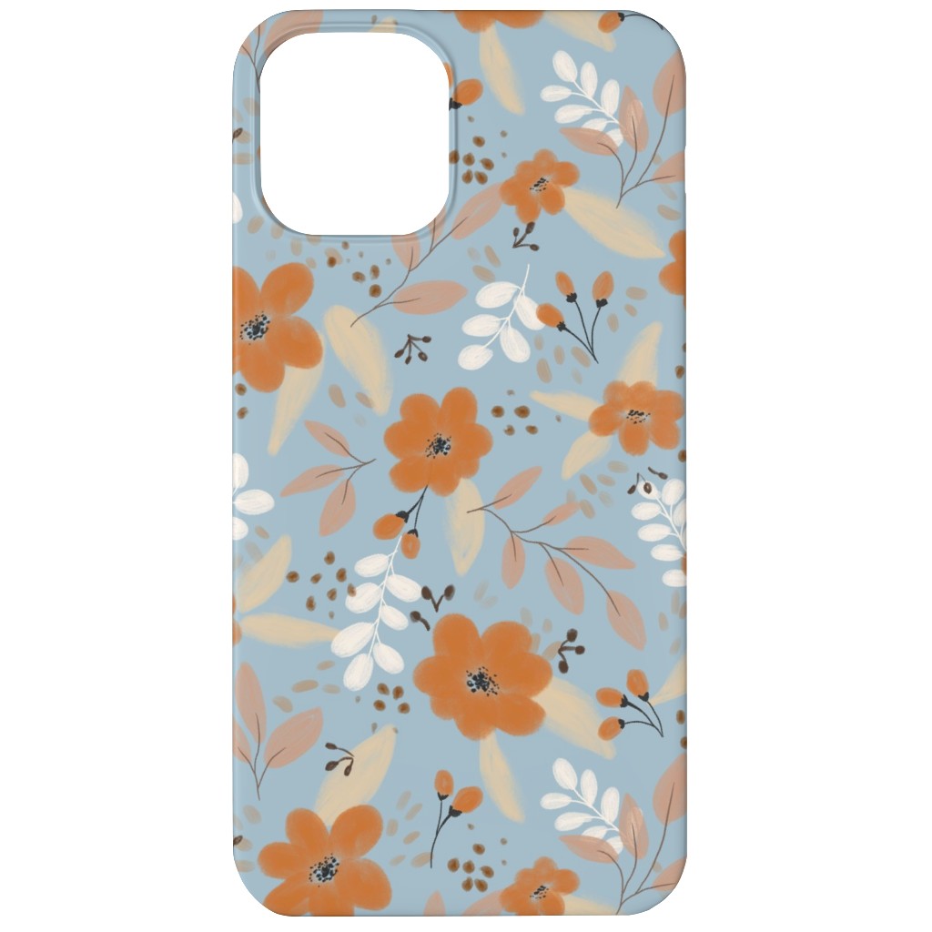 Florals in Fall Phone Case, Slim Case, Matte, iPhone 12, Blue, Cool Gray