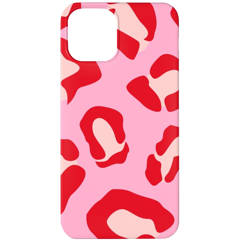 Leopard - Pink and Red Phone Case, Slim Case, Matte, iPhone 12, Pink, Bright Pink