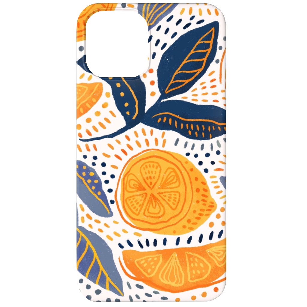 Give Me Those Lemons - Blue and Yellow Phone Case, Slim Case, Matte, iPhone 12, Yellow