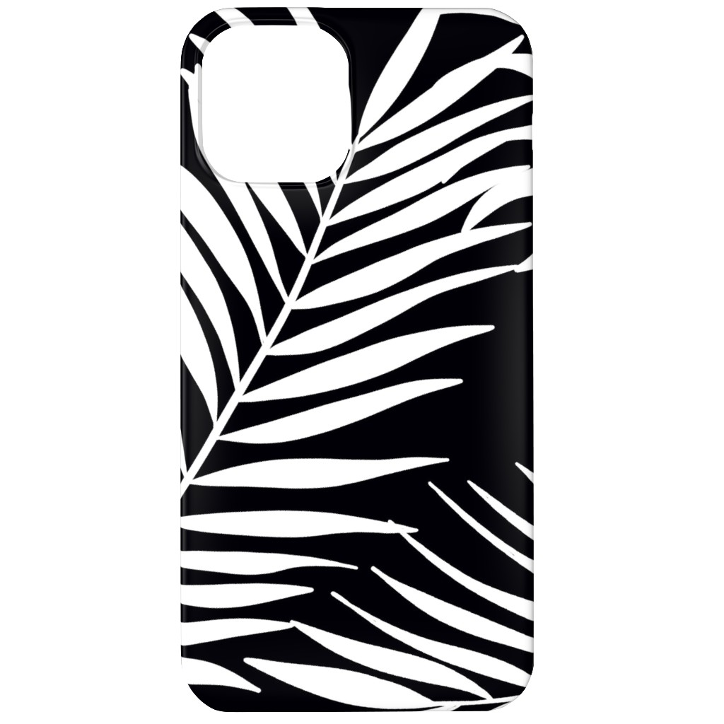 Palm Tree Leaves Phone Case, Slim Case, Matte, iPhone 12, Black, Black