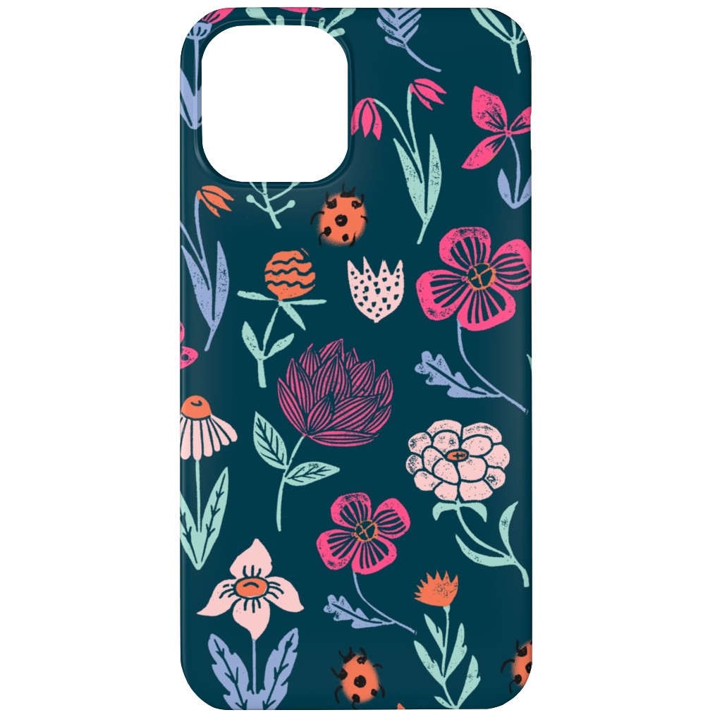 Spring Botanicals Linocut - Multi Phone Case, Slim Case, Matte, iPhone 12, Multicolor