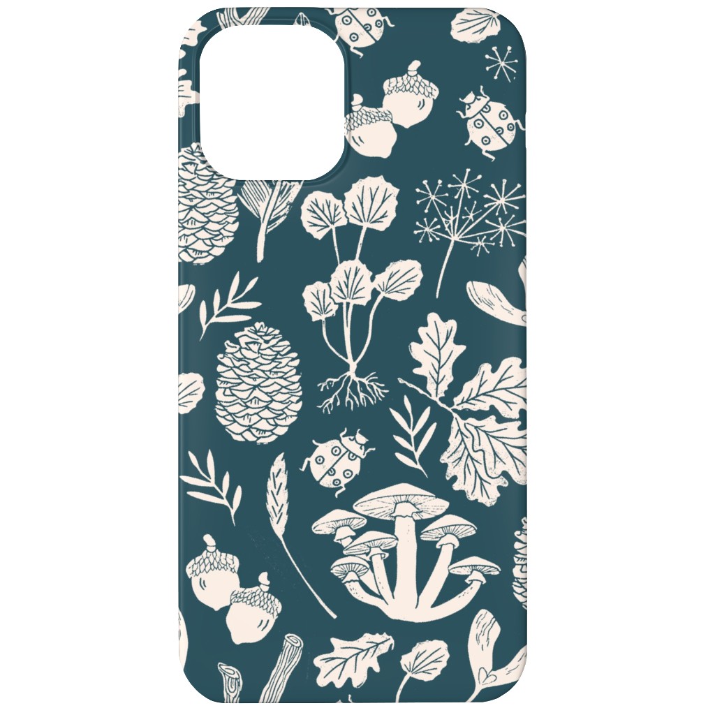 Nature Walk in Autumn - Blue and Cream Phone Case, Slim Case, Matte, iPhone 12, Blue, True Blue