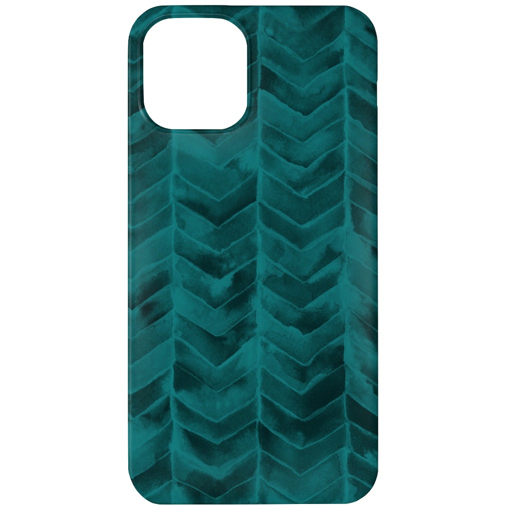 Watercolor Chevron Phone Case, Slim Case, Matte, iPhone 12, Green, Seaweed