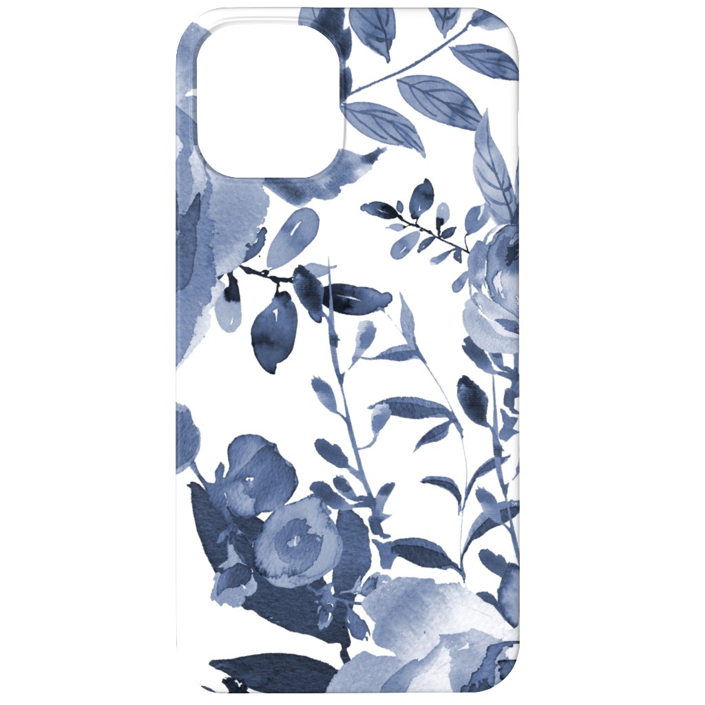Blue and White Florals - Indigo Phone Case, Slim Case, Matte, iPhone 12, Blue, True Blue