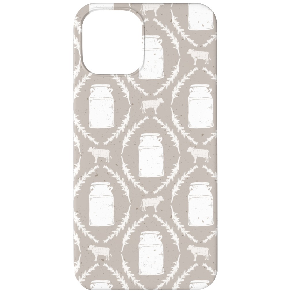 Cow and Farm Fresh Milk Jug Stripe - Brown Phone Case, Slim Case, Matte, iPhone 12, Beige, Pearl