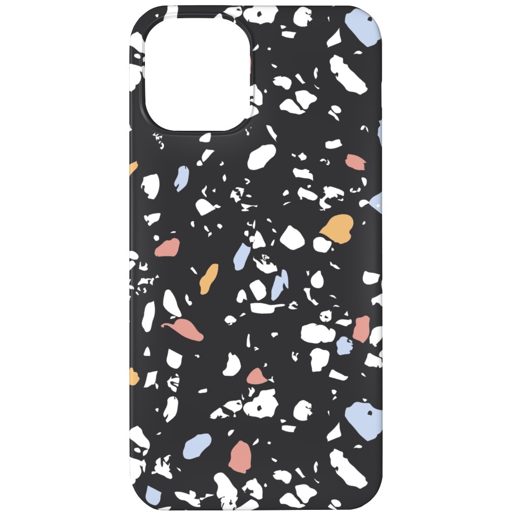 Terrazzo Print - Dark Phone Case, Slim Case, Matte, iPhone 12, Black, Black