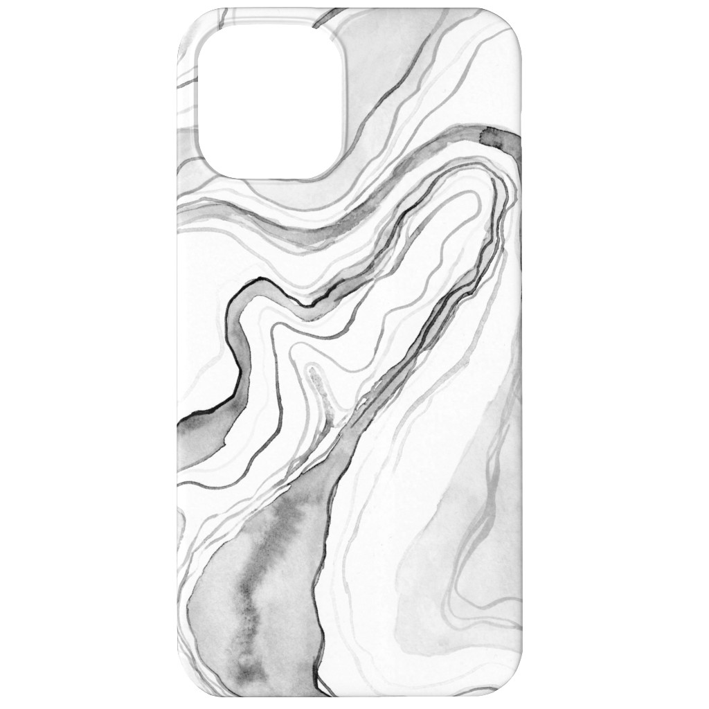 Watercolor Marble Phone Case, Slim Case, Matte, iPhone 12, Gray, Silver Lining