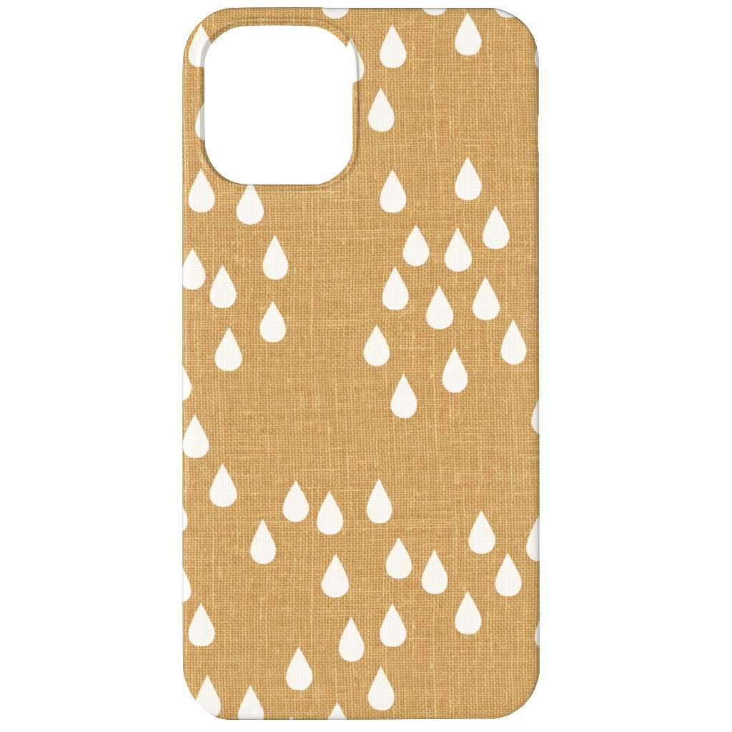 Scattered Rain Drops - Mustard Yellow Phone Case, Slim Case, Matte, iPhone 12, Yellow