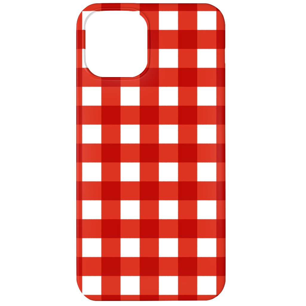 Gingham Plaid Check Phone Case, Slim Case, Matte, iPhone 12, Red, Red
