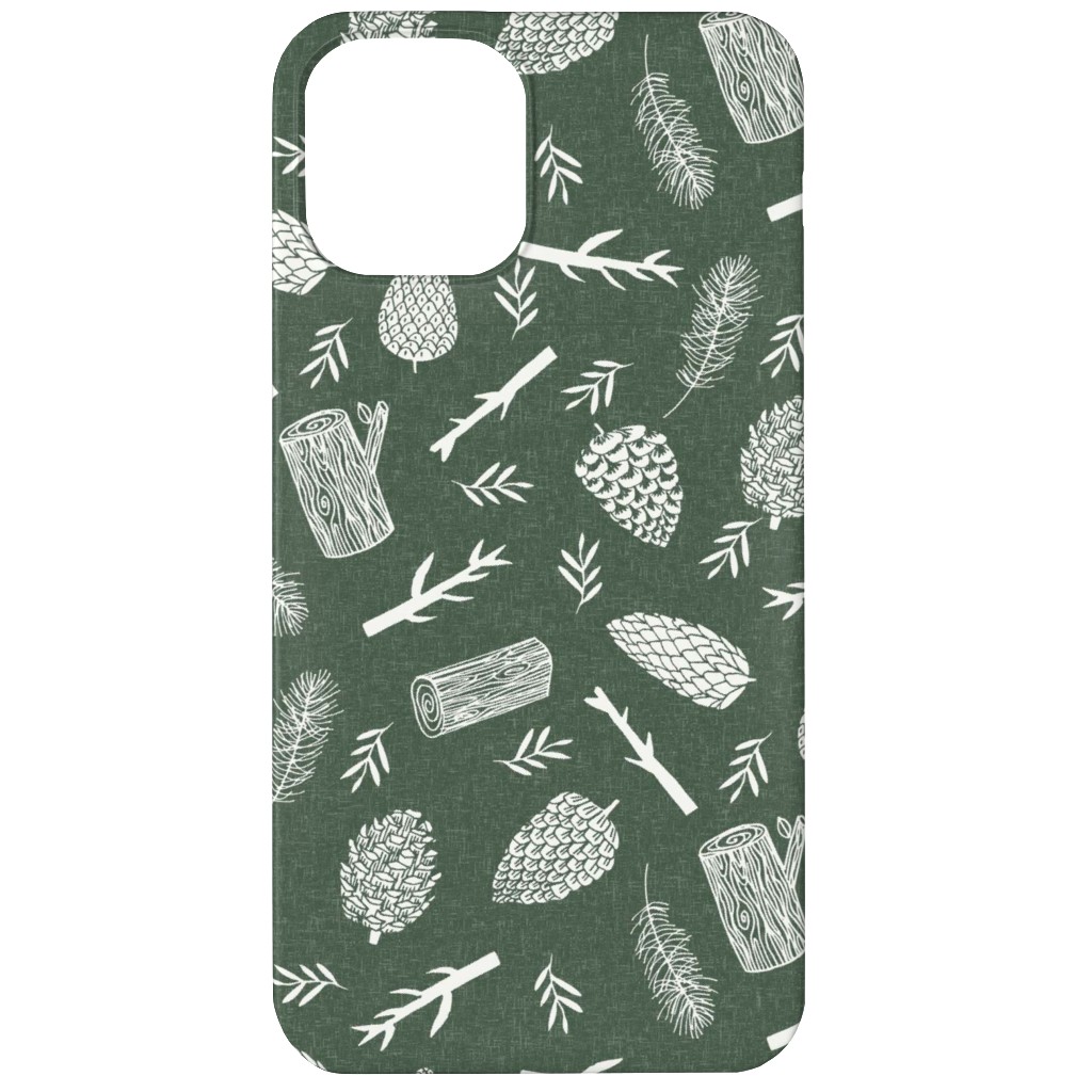 Pinecones - Hunter Green Phone Case, Slim Case, Matte, iPhone 12, Green, Classic Green