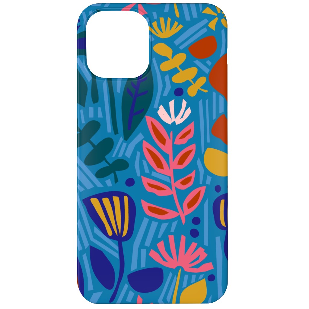 Paper Cut Floral Garden Phone Case, Slim Case, Matte, iPhone 12, Multicolor, Blue Suede