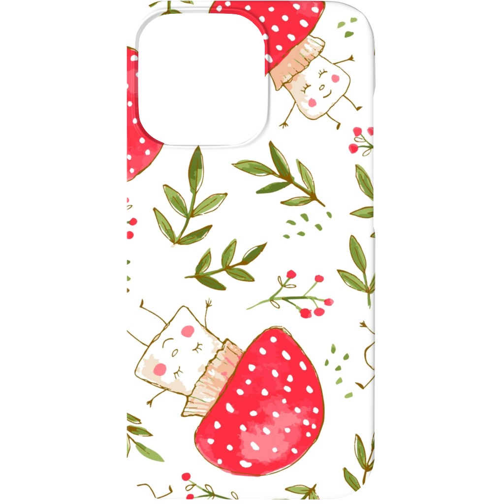 the Happiest Little Mushrooms - Red Phone Case, Silicone Liner Case, Matte, iPhone 13 Mini, Red