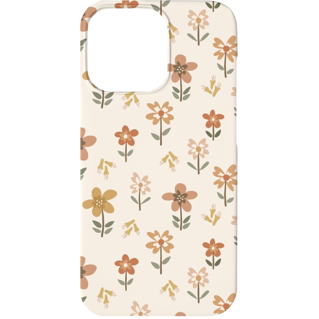 Retro Park Wildflowers Phone Case, Silicone Liner Case, Matte, iPhone 13 Mini, Beige