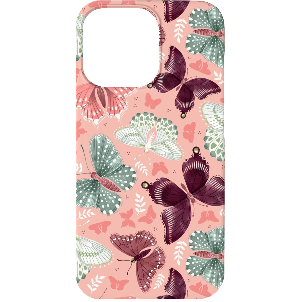Romantic Butterflies - Pink Phone Case, Silicone Liner Case, Matte, iPhone 13 Mini, Pink