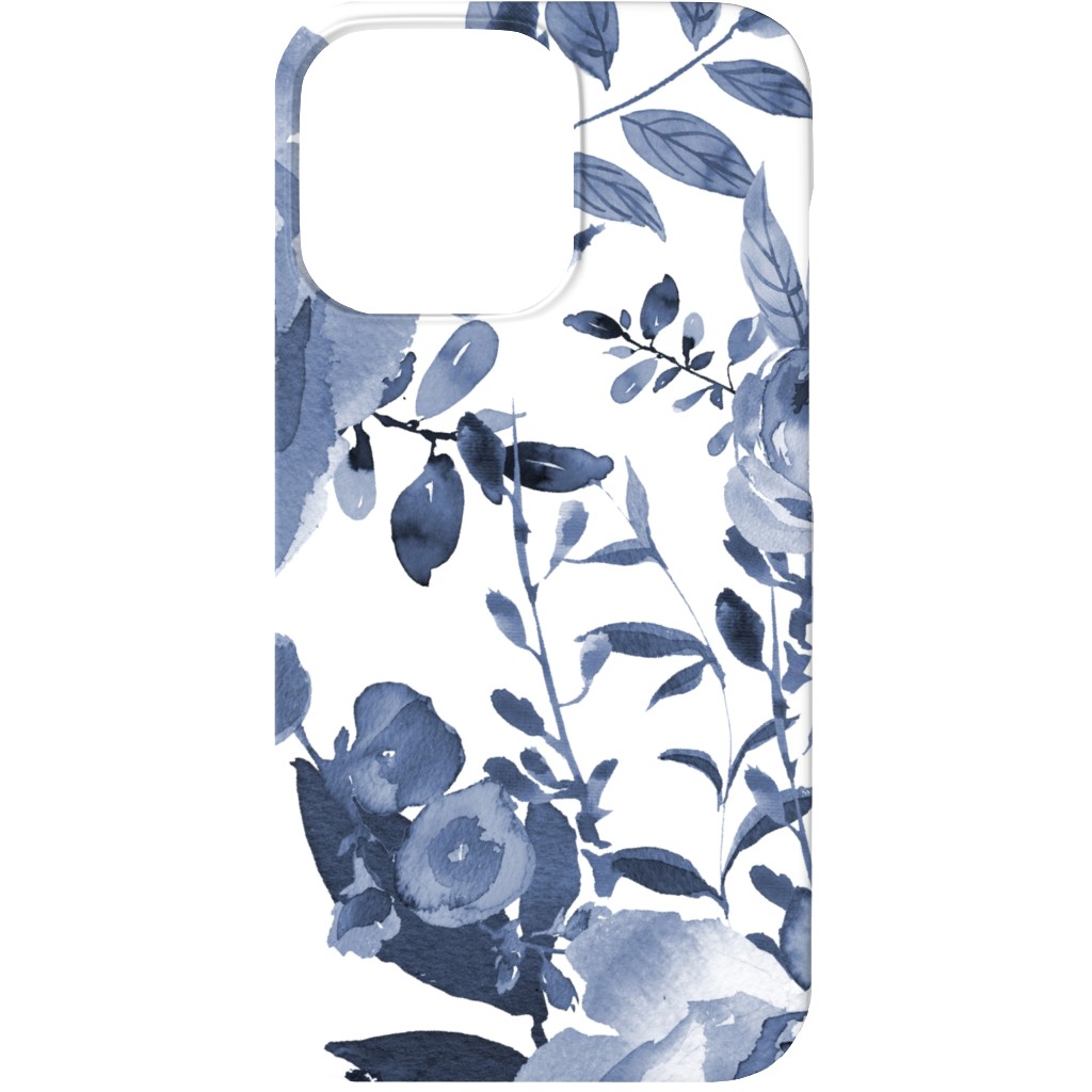 Blue and White Florals - Indigo Phone Case, Silicone Liner Case, Matte, iPhone 13 Mini, Blue