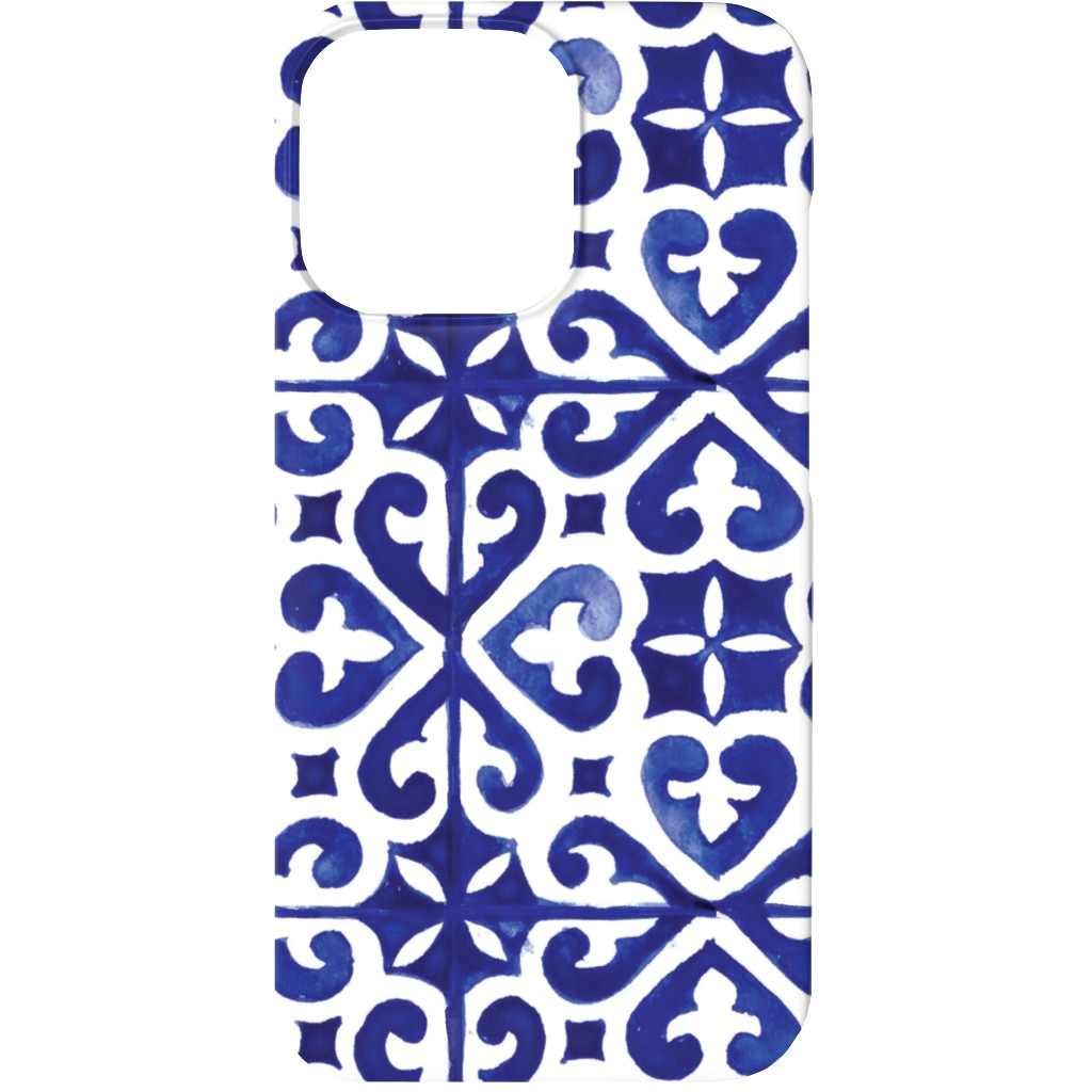Lisbon Tiles Watercolor - Blue Phone Case, Silicone Liner Case, Matte, iPhone 13 Mini, Blue