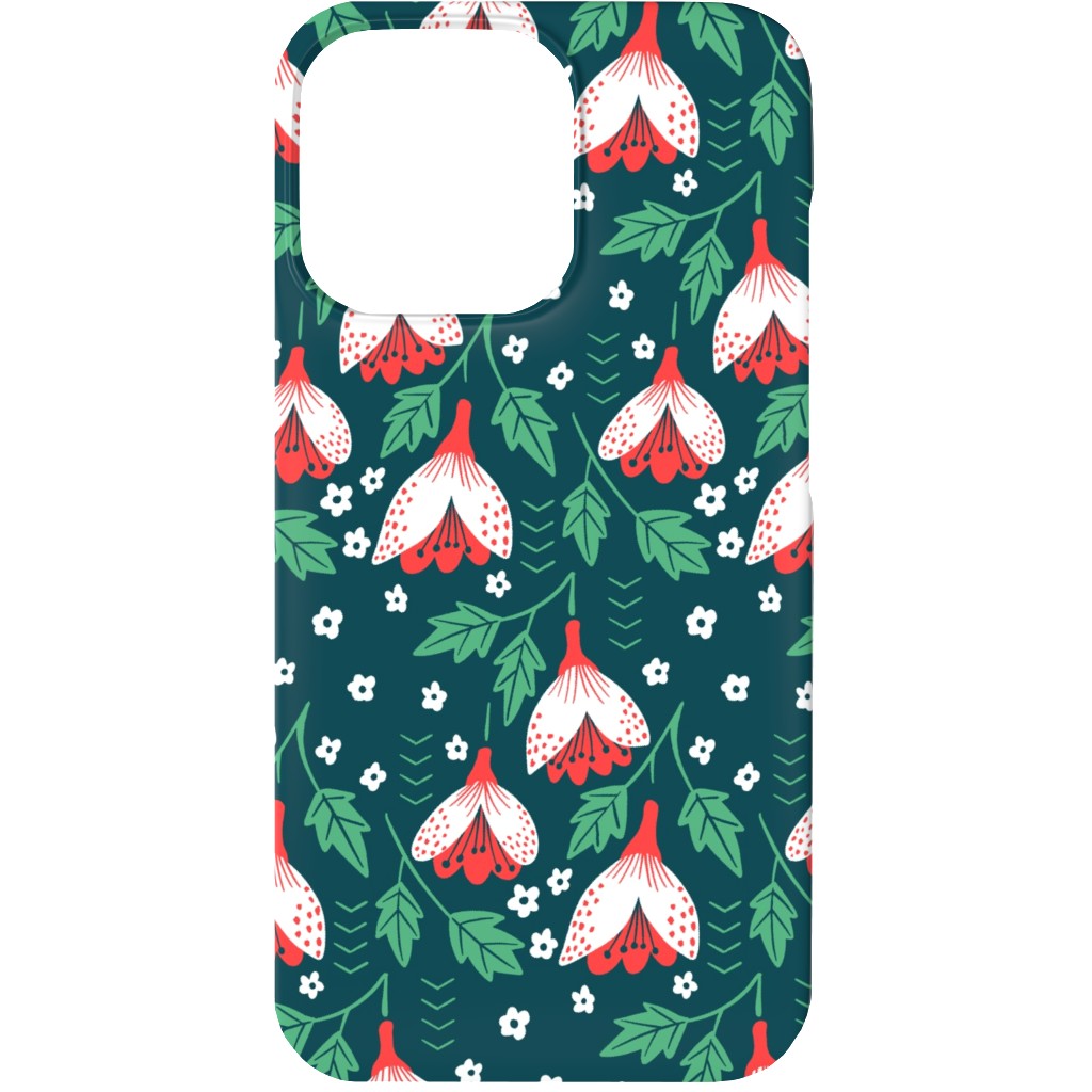Christmas Flowers Phone Case, Silicone Liner Case, Matte, iPhone 13 Mini, Green