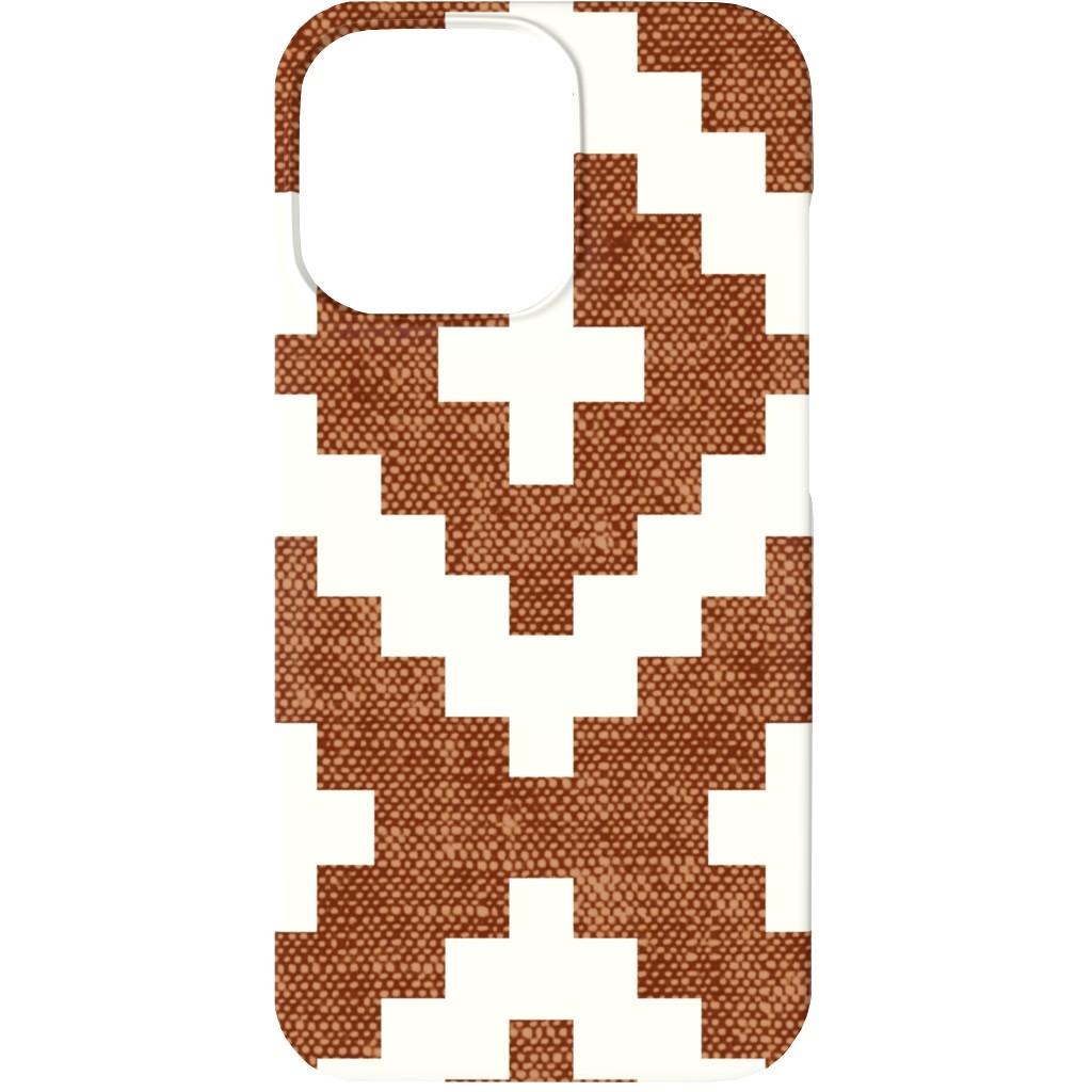 Geometric Woven Aztec - Ginger Phone Case, Silicone Liner Case, Matte, iPhone 13 Mini, Brown