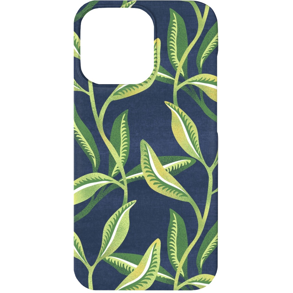 Green Leafy Vines - Blue and Green Phone Case, Slim Case, Matte, iPhone 13 Mini, Green