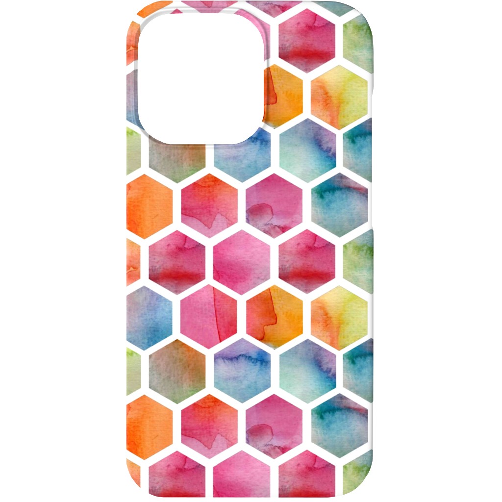 Watercolour Hexagons - Multi Phone Case, Slim Case, Matte, iPhone 13 Mini, Multicolor