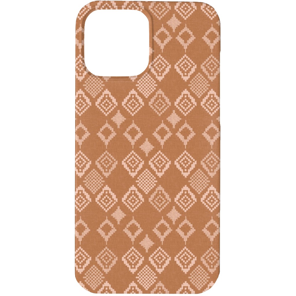 Boho Fair Isle - Rust Phone Case, Silicone Liner Case, Matte, iPhone 13 Pro Max, Orange