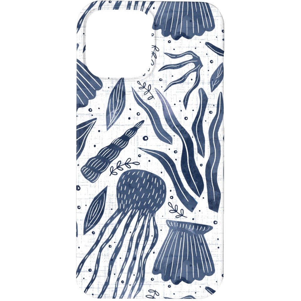 Sea Shells - Navy Phone Case, Silicone Liner Case, Matte, iPhone 13 Pro Max, Blue, True Blue