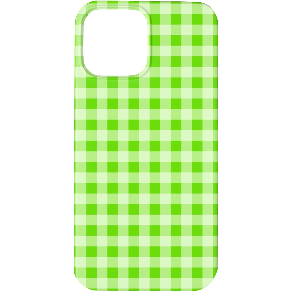 Gingham Checker - Green Phone Case, Silicone Liner Case, Matte, iPhone 13 Pro Max, Green