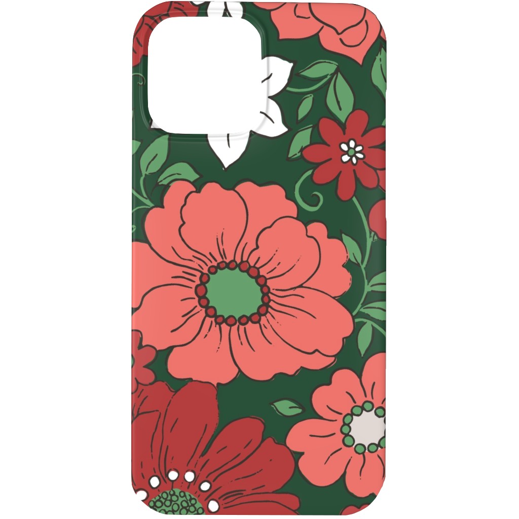 Camilla Retro Floral Christmas - Red and Green Phone Case, Silicone Liner Case, Matte, iPhone 13 Pro Max, Multicolor