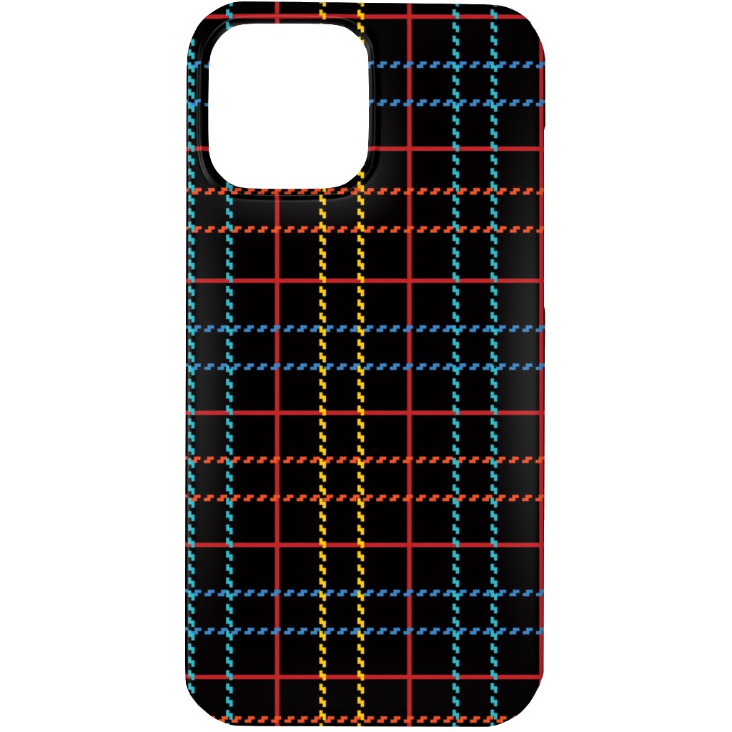 Grid Plaid - Dark Multi Phone Case, Silicone Liner Case, Matte, iPhone 13 Pro Max, Black