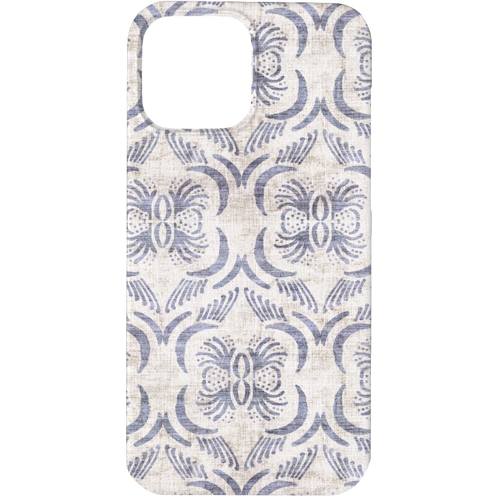 French Linen Geo Floral Phone Case, Silicone Liner Case, Matte, iPhone 13 Pro Max, Gray