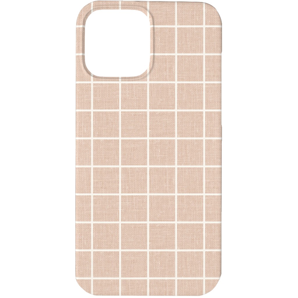 Grid Linen Look Phone Case, Silicone Liner Case, Matte, iPhone 13 Pro Max, Pink