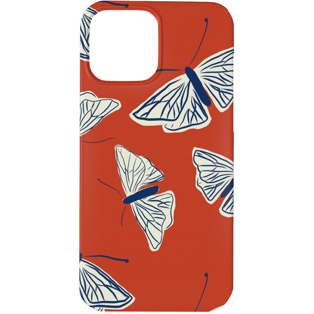 Moths - Rust Phone Case, Silicone Liner Case, Matte, iPhone 13 Pro Max, Red
