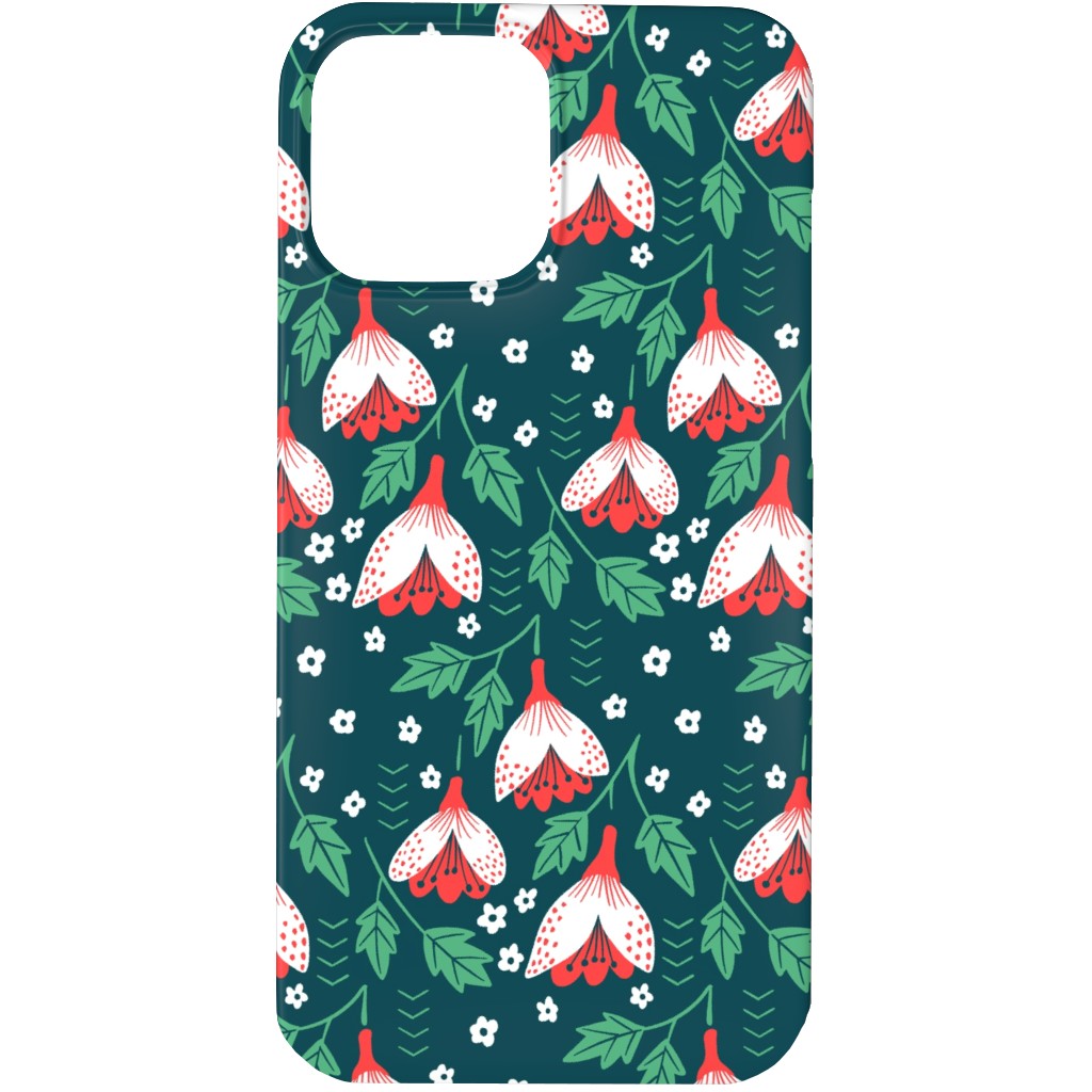Christmas Flowers Phone Case, Silicone Liner Case, Matte, iPhone 13 Pro Max, Green