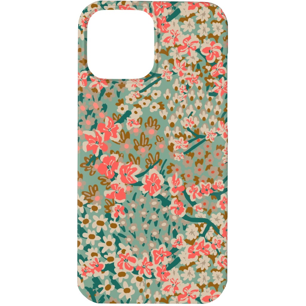 Bengal Kuma Floral - Multi Phone Case, Slim Case, Matte, iPhone 13 Pro Max, Green