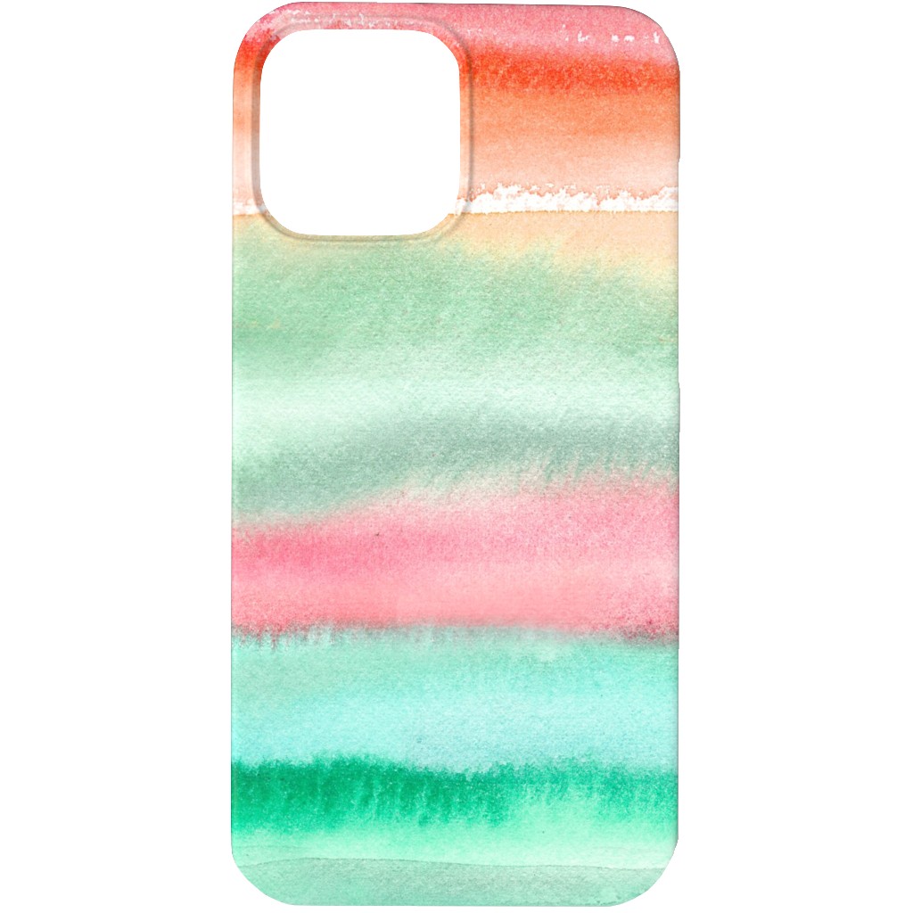 Ombre Watercolor Sunset - Green & Pink Phone Case, Slim Case, Matte, iPhone 13 Pro Max, Multicolor