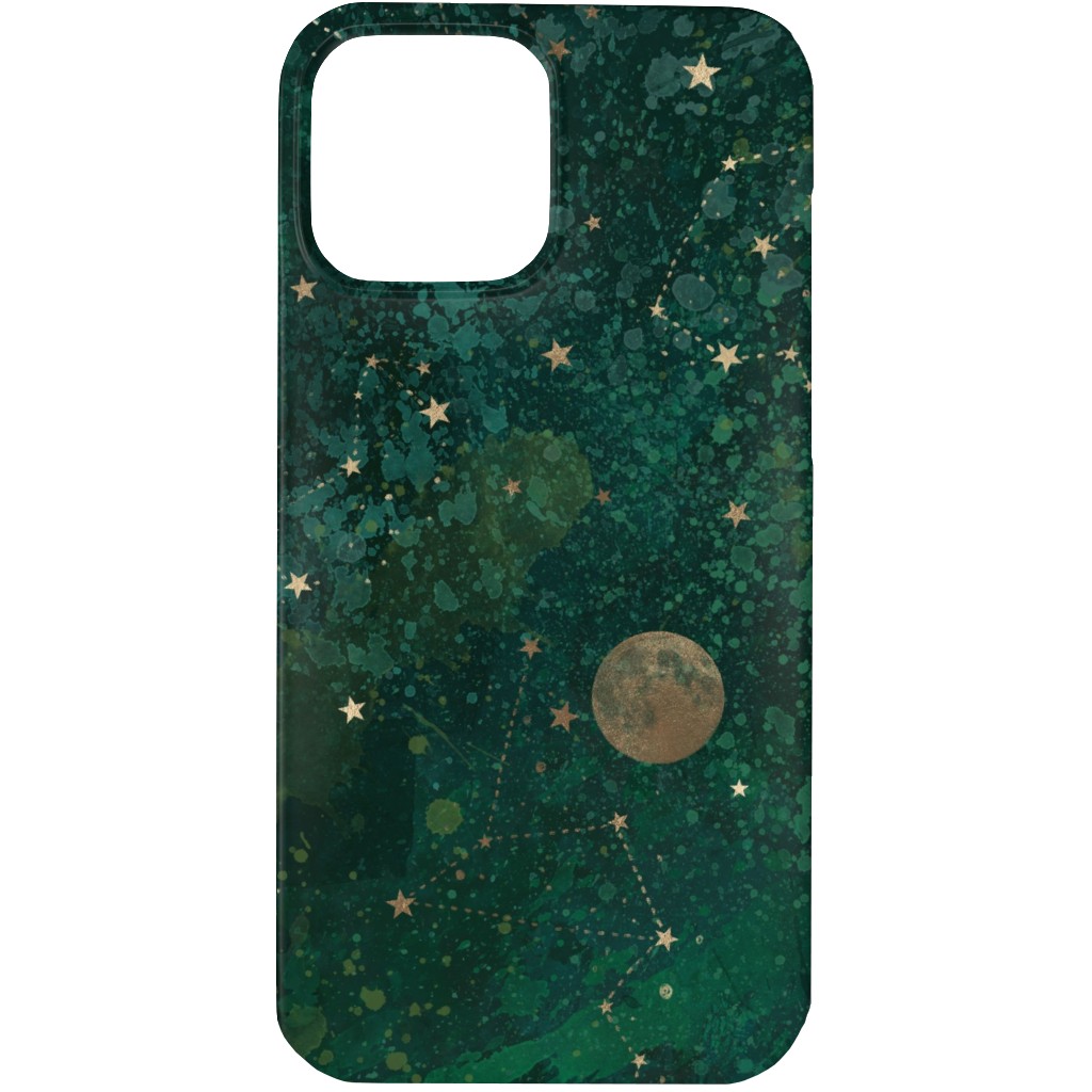 Moon and Stars - Green Phone Case, Slim Case, Matte, iPhone 13 Pro Max, Green, Classic Green