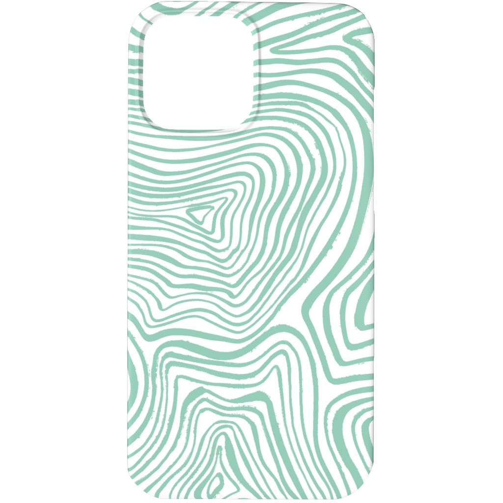 Abstract Wavy Lines - Green Phone Case, Slim Case, Matte, iPhone 13 Pro Max, Green, Classic Green