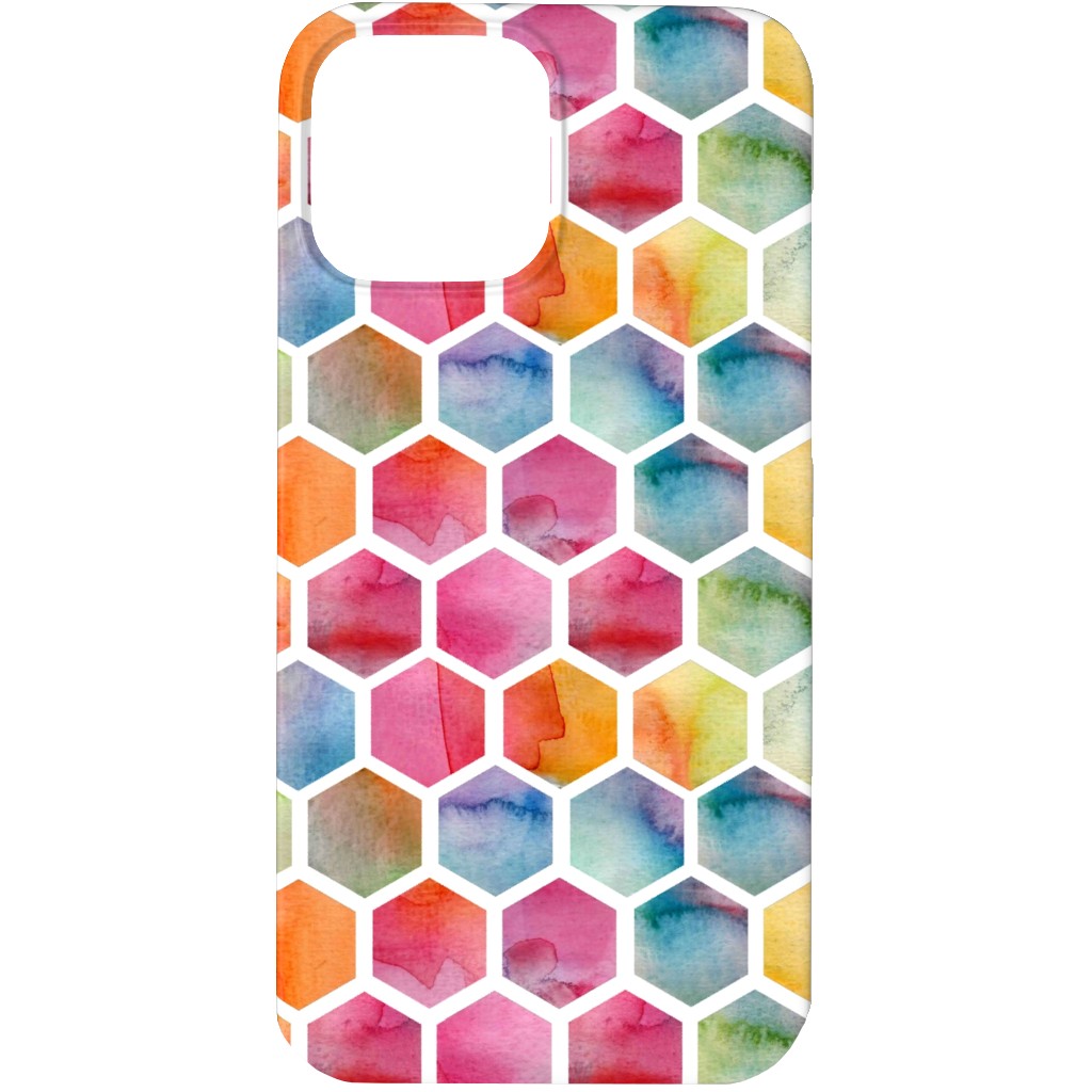 Watercolour Hexagons - Multi Phone Case, Slim Case, Matte, iPhone 13 Pro Max, Multicolor