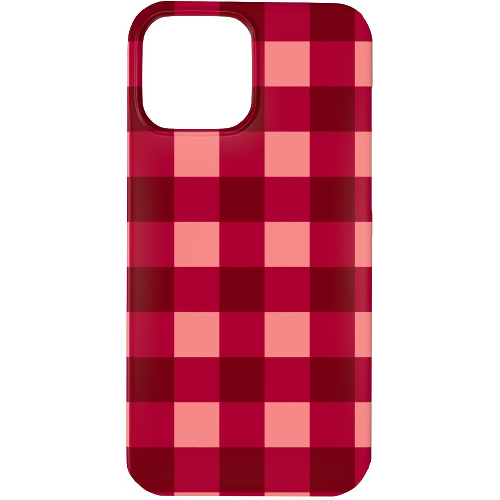 Gingham Check - Red and Pink Phone Case, Slim Case, Matte, iPhone 13 Pro Max, Red, Red