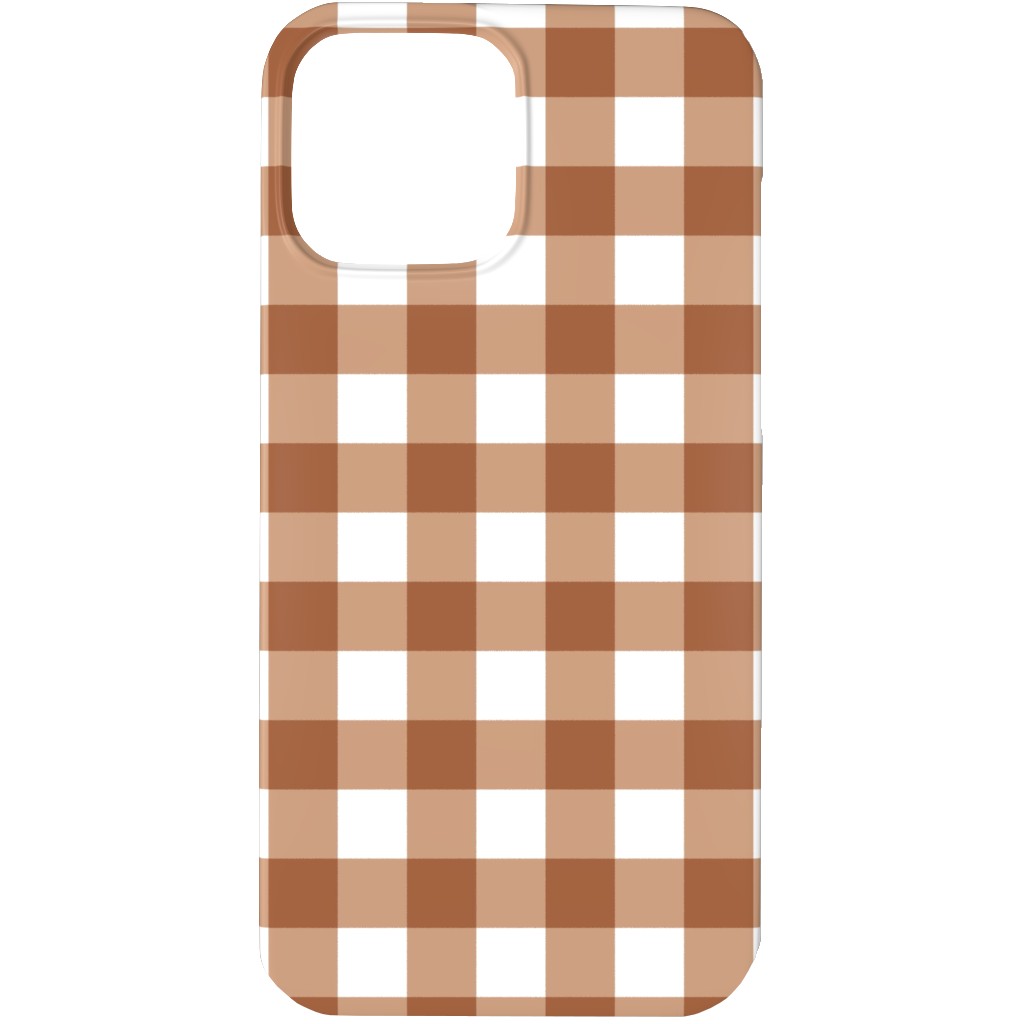 Gingham Plaid Check Phone Case, Slim Case, Matte, iPhone 13 Pro Max, Brown, Toast
