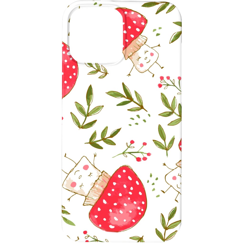 the Happiest Little Mushrooms - Red Phone Case, Silicone Liner Case, Matte, iPhone 13 Pro, Red