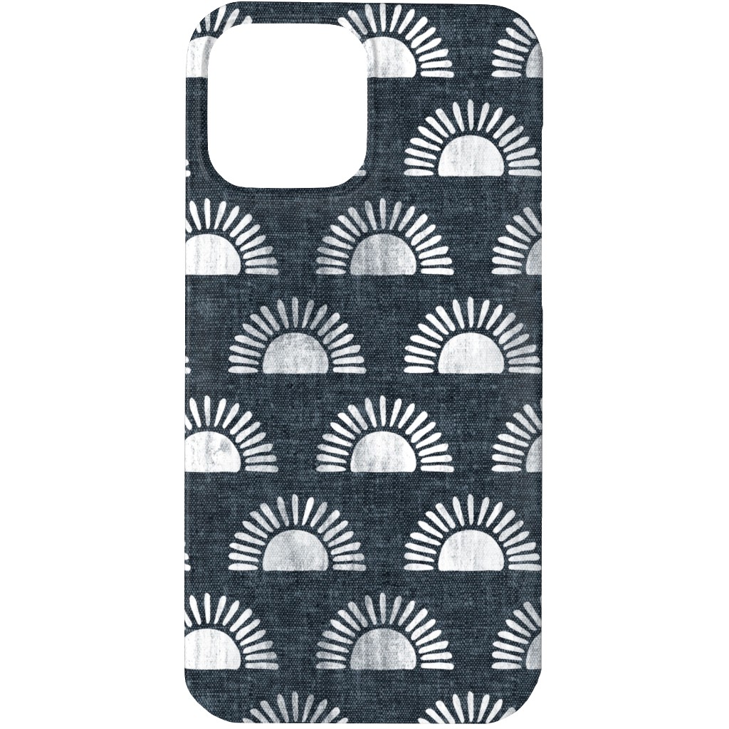 Sunshine Boho Block Print - Blue Phone Case, Silicone Liner Case, Matte, iPhone 13 Pro, Blue