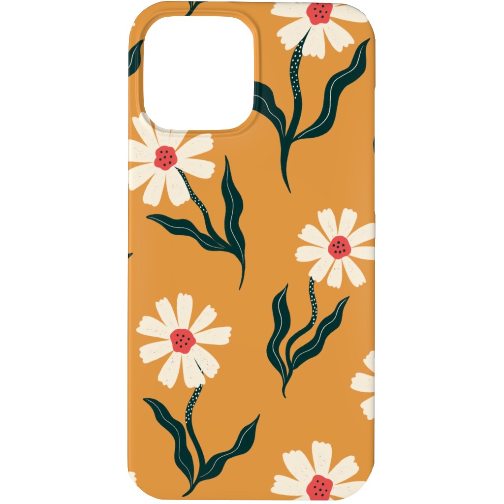 Flower Power - Orange Phone Case, Silicone Liner Case, Matte, iPhone 13 Pro, Yellow