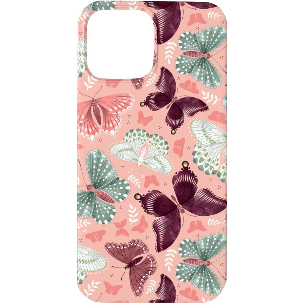 Romantic Butterflies - Pink Phone Case, Silicone Liner Case, Matte, iPhone 13 Pro, Pink
