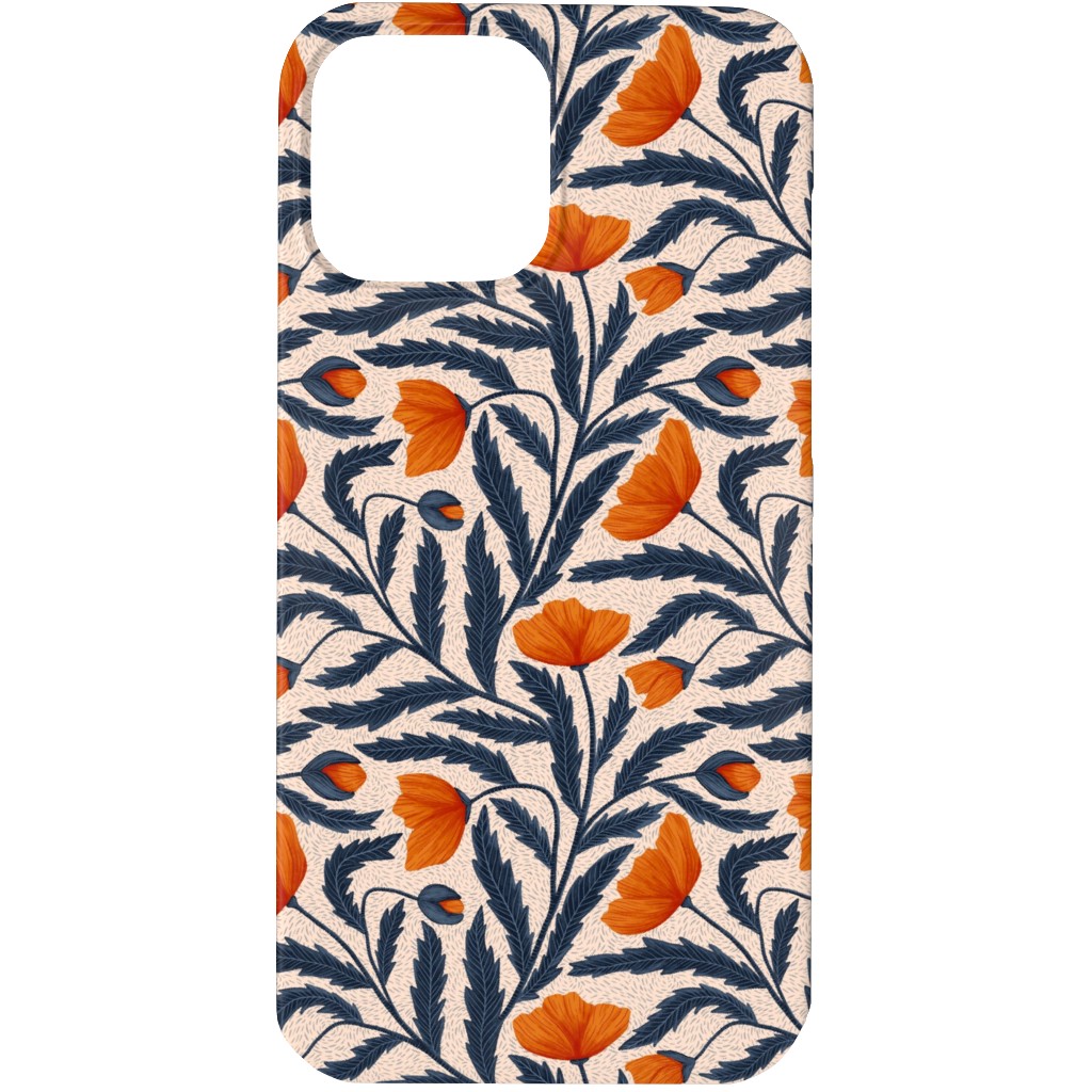 Poppy Flower - Blue and Orange Phone Case, Silicone Liner Case, Matte, iPhone 13 Pro, Blue